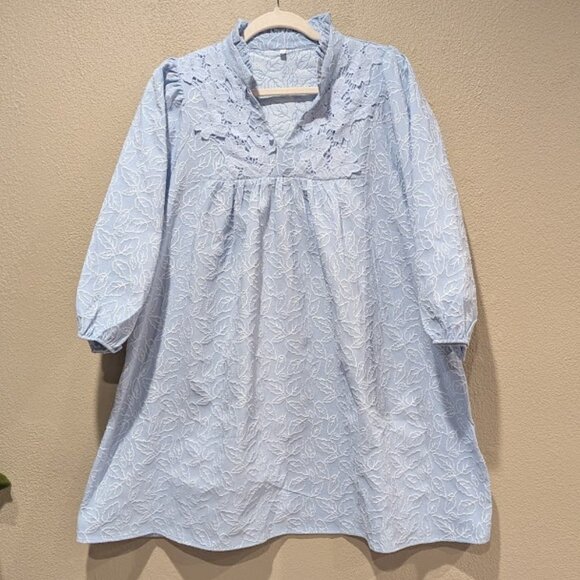 Boutique Light Blue Lace Babydoll Dress | Size 2XL - Picture 3 of 8